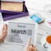 Flowchart showing how search engines crawl websites, build an index, and rank results