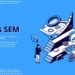 Side-by-side comparison diagram showing SEO organic results vs SEM paid ads in search results