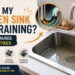 Why is my kitchen sink not draining? Common causes of a blocked kitchen sink, including cooking fat, food scraps, coffee grounds and P-trap buildup.