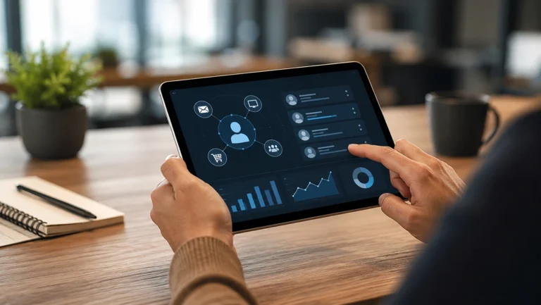 Business owner reviewing AI personalization settings for customer emails on a tablet