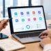 Marketing team reviewing AI marketing tools on a laptop dashboard